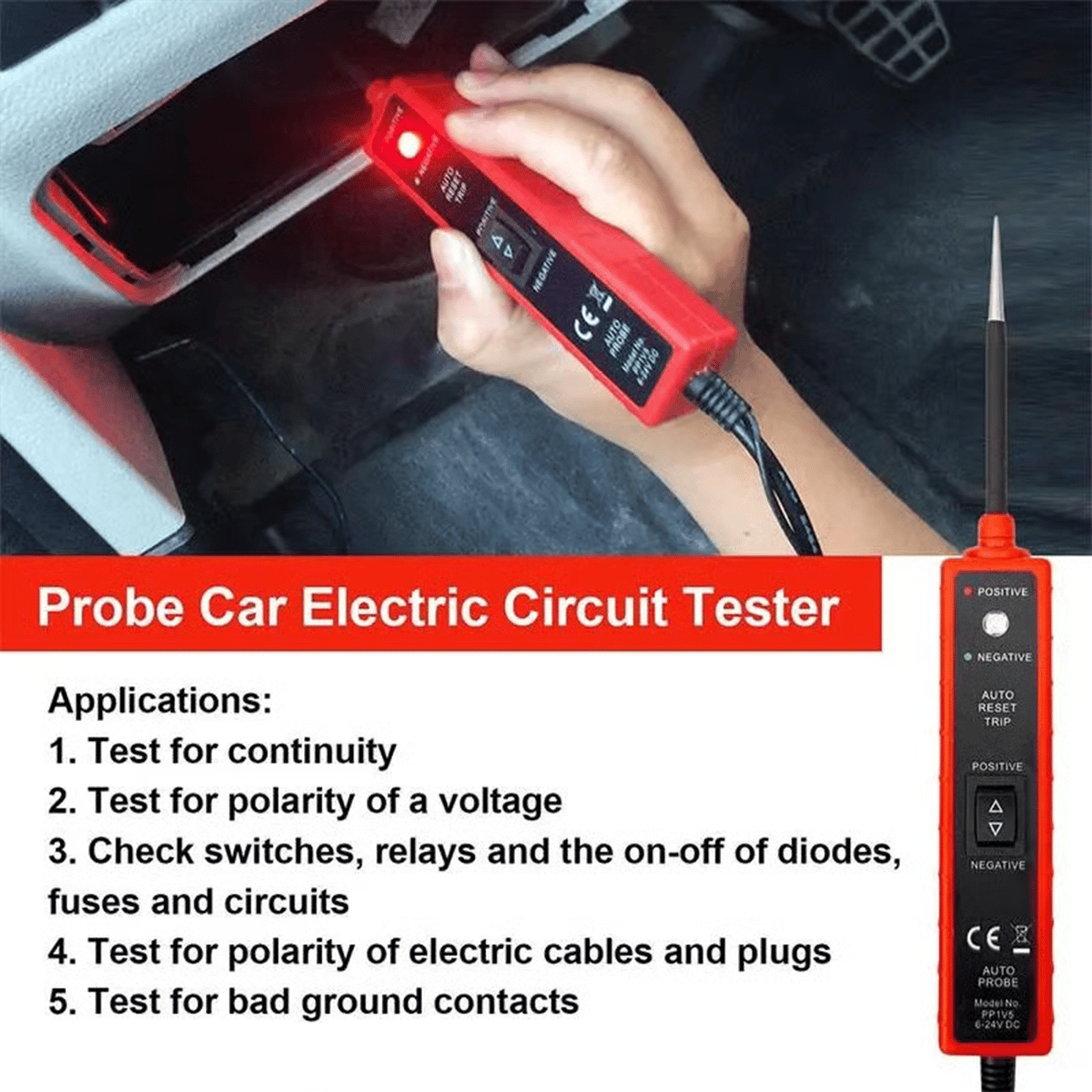 🎁Car Electric Circuit Tester, 6-24V DC Automotive Multifunctional Drive Test Pen, Car Short Circuit/Open Circuit/Leakage Detection Tool