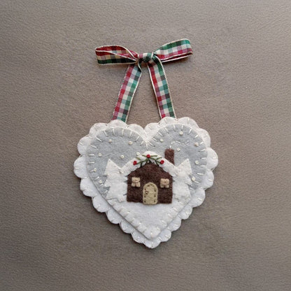 Pre-Cut Wool Blend Felt Holiday Hearts Ornament Kit