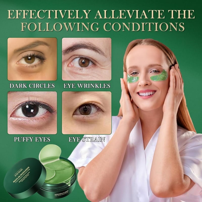 🥑Summer Hot Sale 🔥 Avocado Moisturizing Collagen Eye bagMask,60pcs/set