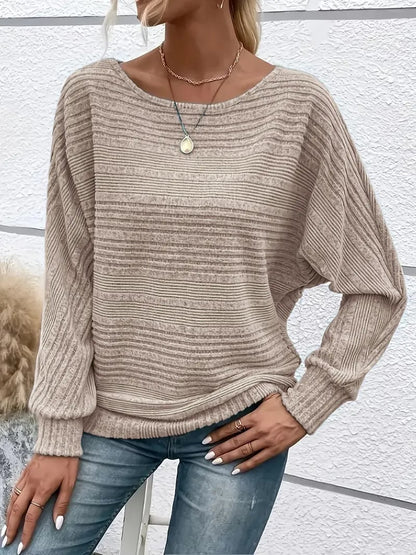 ⏰Women's Soft Solid Batwing Sleeve Pullover Long Sleeve Top