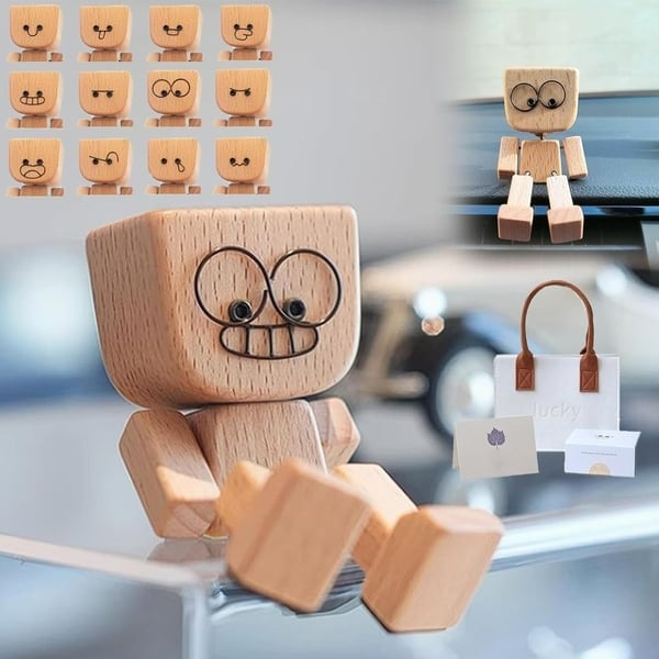 🔥Charming Little Wooden Figure That Sways with 12PCS Magnetic Expressions