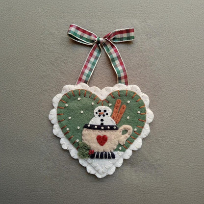 Pre-Cut Wool Blend Felt Holiday Hearts Ornament Kit