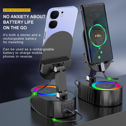 💥🔥2025 Upgraded Cell Phone Stand with Induction Speaker/Power Bank/Atmosphere Light