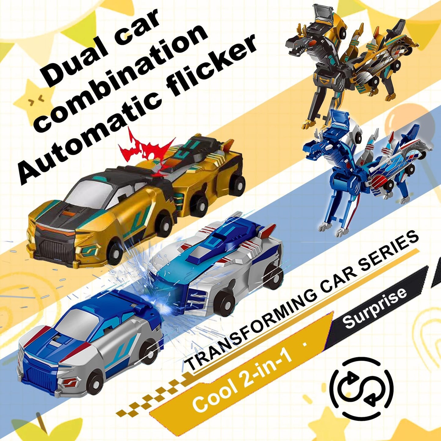 🎁Children's Day Special✨ Collision Transforming Dinosaur Car Toy