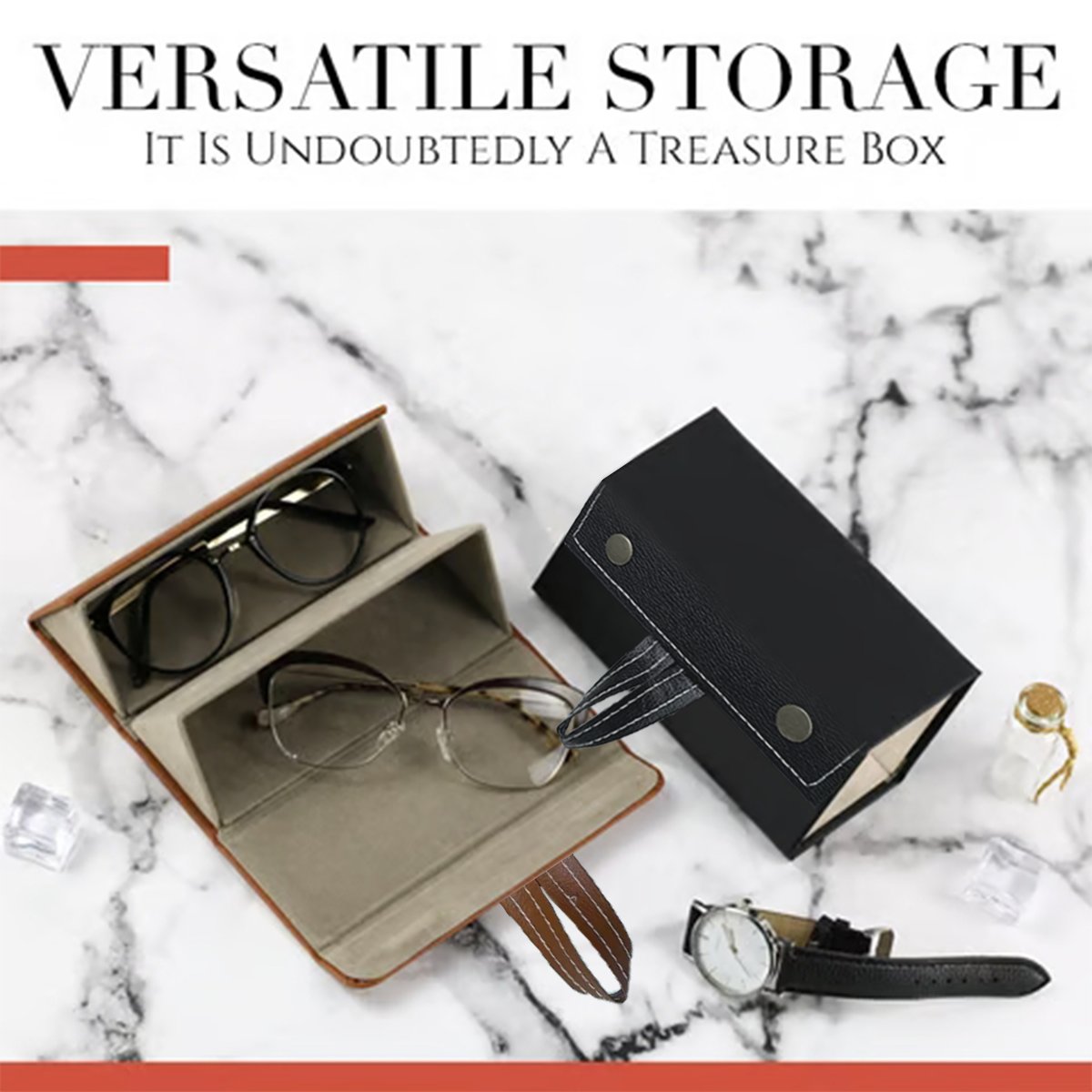 Multiple Glasses Leather Storage Case