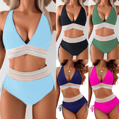 ⏳2025 High Waisted Tummy Control Color Block Bikini Sets
