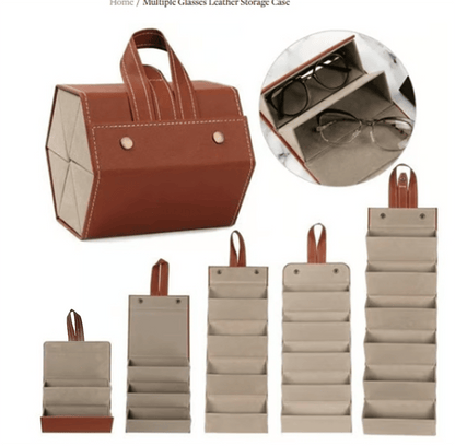 Multiple Glasses Leather Storage Case