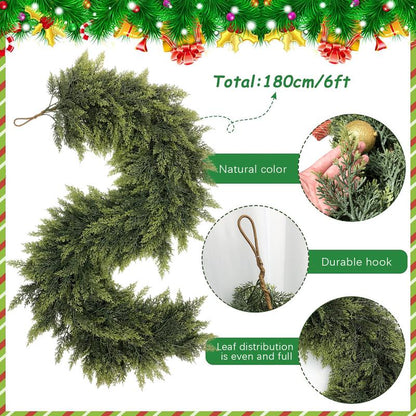💥6 FT Artificial  Cypress Rattan – Real Touch Winter Greenery