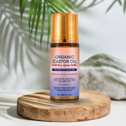 🏆#1 Best Seller ⏰Organic Golden Castor Oil Roll-On with Rose Quartz