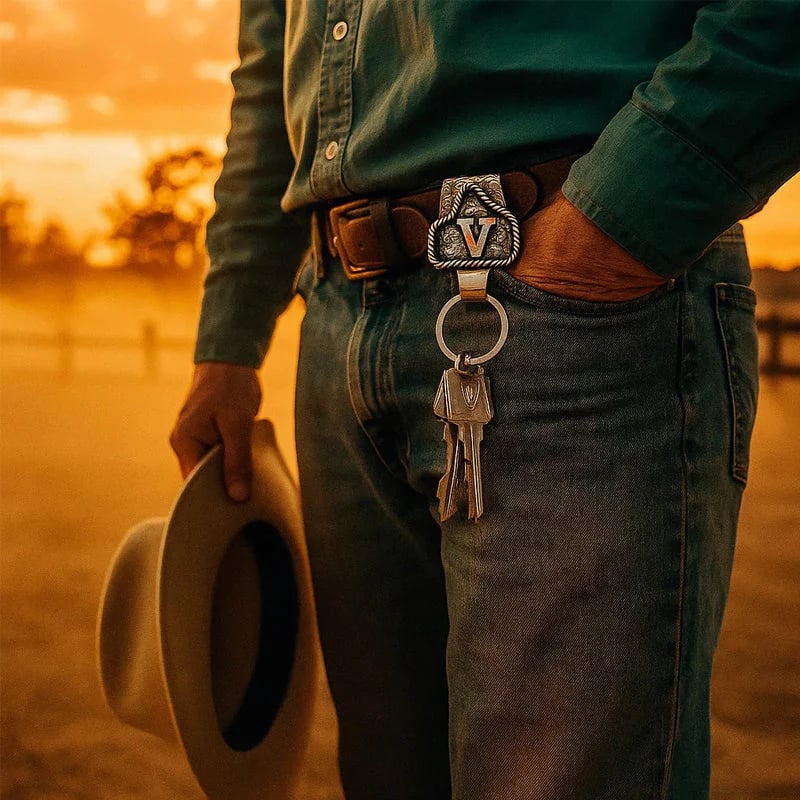 Handmade Cow Tag Belt  Key Holder with Custom Initial.(⏰Limited Quantities Available)