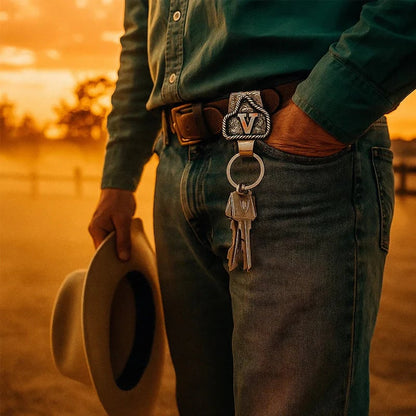 Handmade Cow Tag Belt  Key Holder with Custom Initial.(⏰Limited Quantities Available)