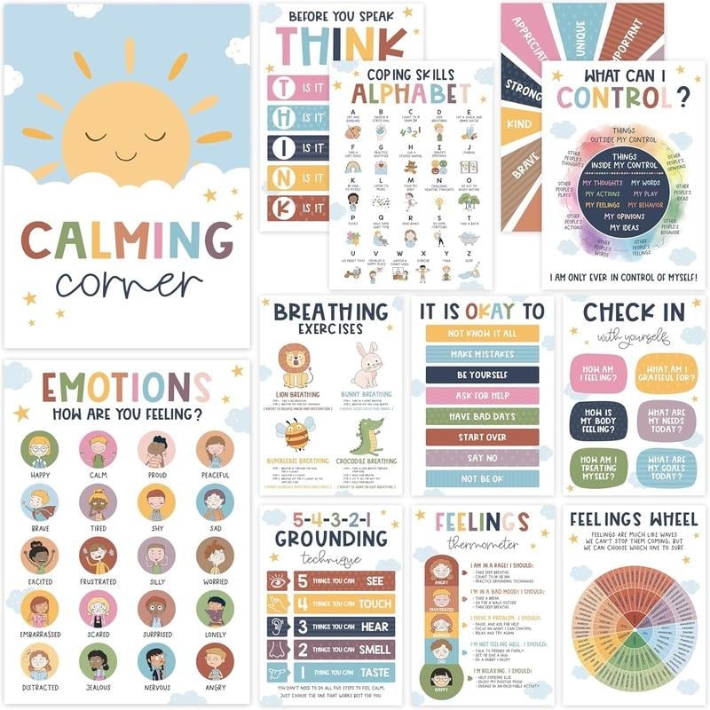 ❤️12 Pcs Calming Corner Posters