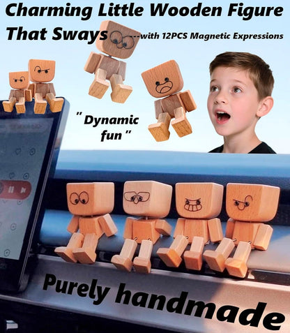 🔥Charming Little Wooden Figure That Sways with 12PCS Magnetic Expressions