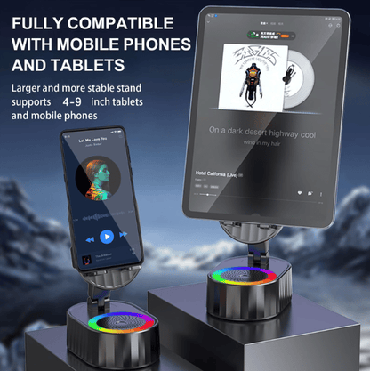 💥🔥2025 Upgraded Cell Phone Stand with Induction Speaker/Power Bank/Atmosphere Light